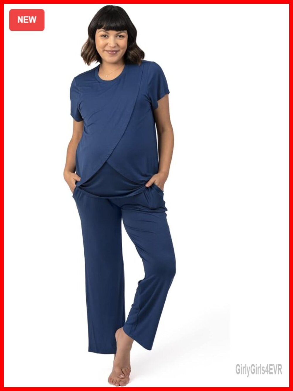 Maternity Nursing Pajama Set Short Sleeve Soft Lounge Wear 2-Piece